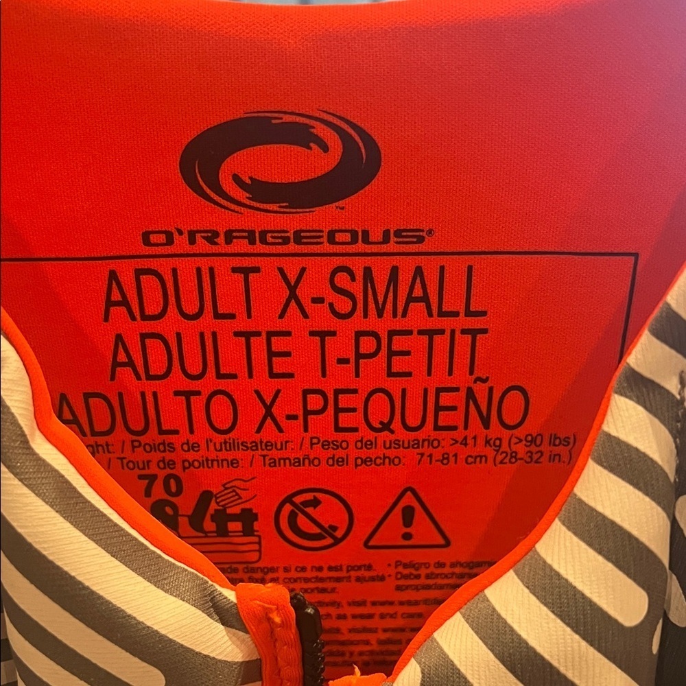 O'Neill Youth Swim Vest - Gray and Orange - Picture 4 of 4